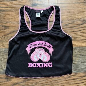 Y2K Down and Dirty Boxing Tank Top One Size - Small Black Pink Graphic